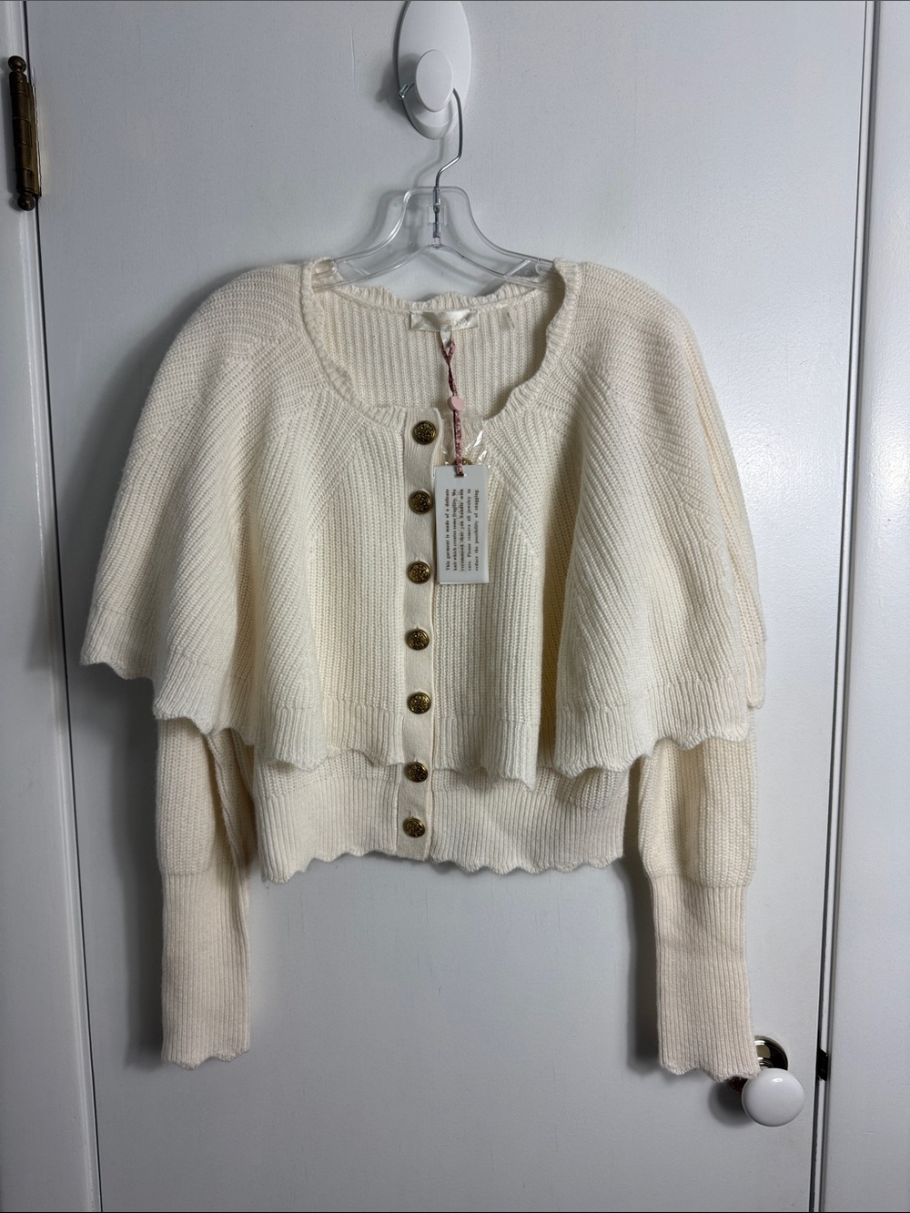 NWT Love Shack Fancy Daelyn Cashmere Wool Cardigan Size Large - Picture 2 of 7